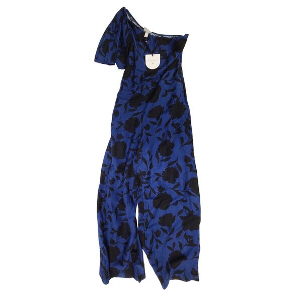NWT Kate Spade New York Classic Rose Blue Black One Shoulder Jumpsuit Size 8 - Picture 3 of 7